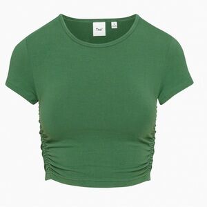 TNA Forest Green Ruched Malibu Crop Top